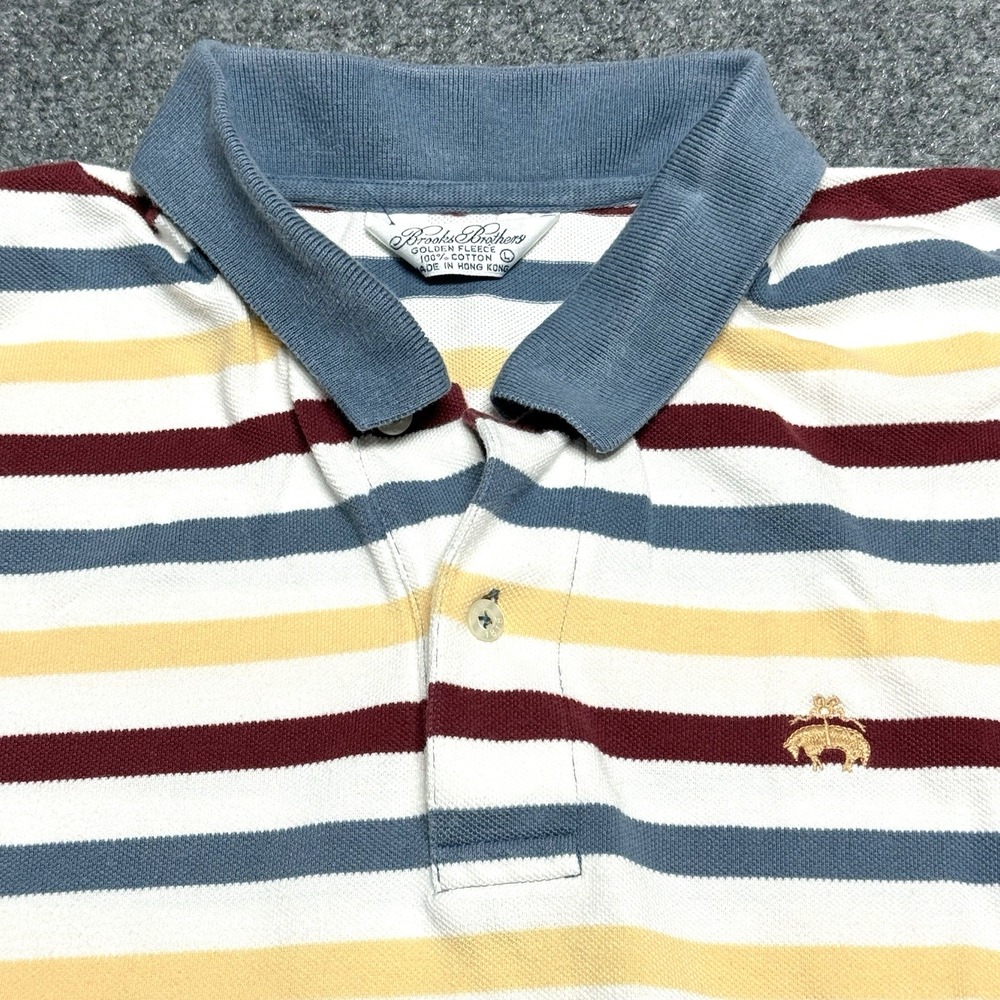 Vintage Brooks Brothers Polo Shirt Mens Large Colorful Striped Golden Fleece